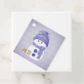 Snowman with Two Sleeping Bunnies with Snowflakes Bedankjes Labels (In situ)