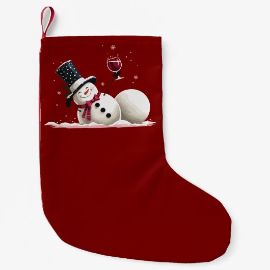 Snowman With Wine Christmas Gift Xmas Holiday  Kleine Kerstsok (Voorkant)