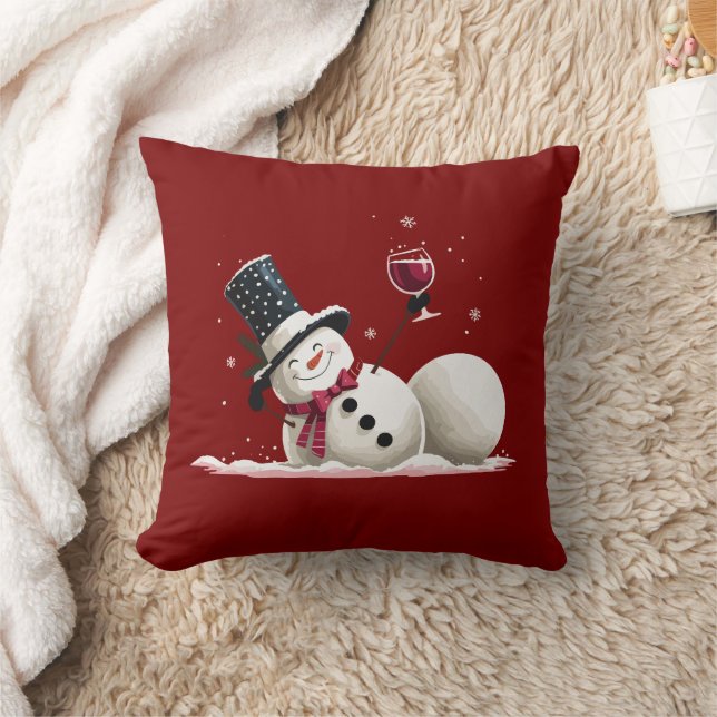 Snowman With Wine Christmas Gift Xmas Holiday  Kussen (Deken)