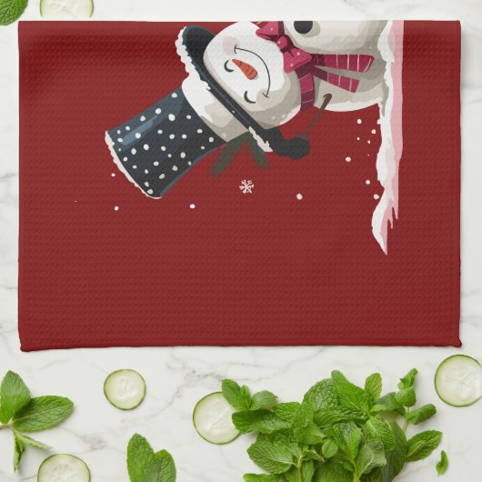 Snowman With Wine Christmas Gift Xmas Holiday  Theedoek (Gevouwen)