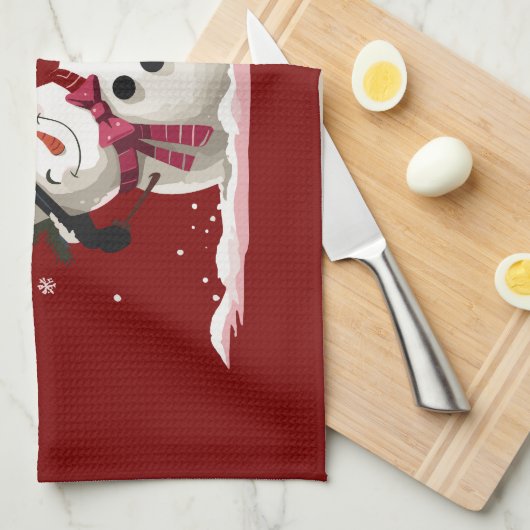 Snowman With Wine Christmas Gift Xmas Holiday  Theedoek (Quarter Fold)