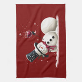Snowman With Wine Christmas Gift Xmas Holiday  Theedoek (Verticaal)