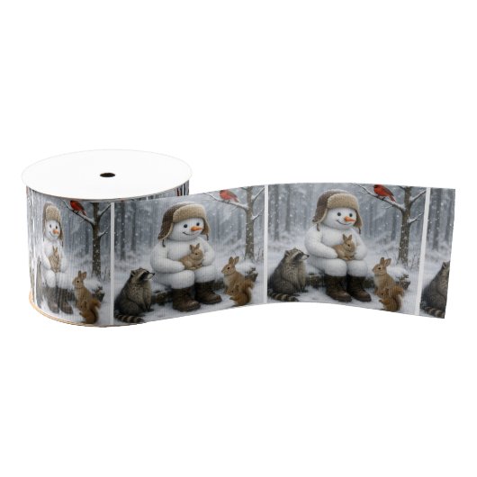 Snowman With Winter Woodland Critters Grosgrain Lint (Spoel)