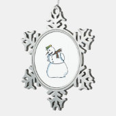 Snowman witte pewter sneeuwvlok kerstversiering tin sneeuwvlok ornament (Rechts)