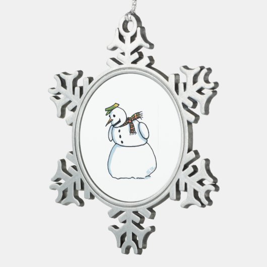 Snowman witte pewter sneeuwvlok kerstversiering tin sneeuwvlok ornament (Rechts)