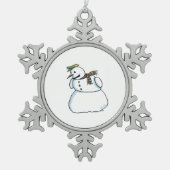 Snowman witte pewter sneeuwvlok kerstversiering tin sneeuwvlok ornament (Voorkant)