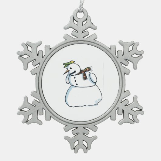 Snowman witte pewter sneeuwvlok kerstversiering tin sneeuwvlok ornament (Voorkant)
