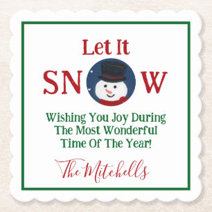 Snowman Wonderful Time Jaar PERSONALISEREN Naam Kartonnen Onderzetters