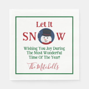 Snowman Wonderful Time Jaar PERSONALISEREN Naam Servet