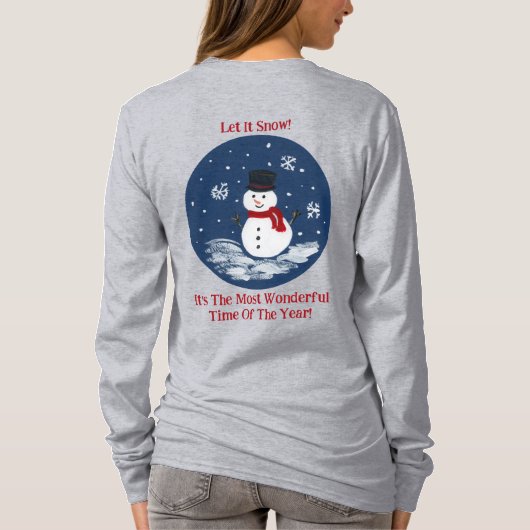 Snowman Wonderful Time Jaar PERSONALISEREN T-shirt (Achterkant)