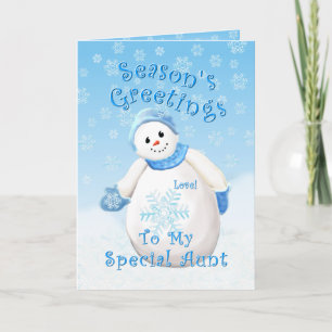 Snowman Wonderland voor de kerstkaart met tante Feestdagen Kaart
