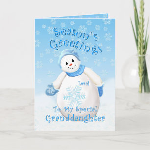 Snowman Wonderland voor kleindochter Kerstmis Feestdagen Kaart