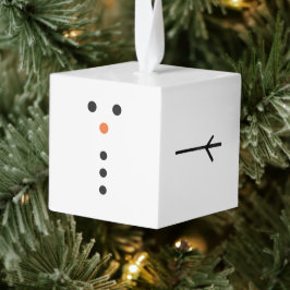Snowman Wooden Cube Christmas Ornament