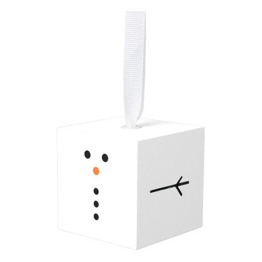 Snowman Wooden Cube Christmas Ornament (Voorkant hoekig)