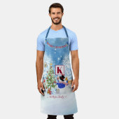 Snowman Woodland Forest Monogram Name Kerstmis Schort (Gedragen)