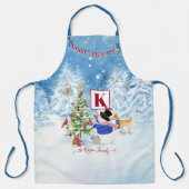 Snowman Woodland Forest Monogram Name Kerstmis Schort (Voorkant)