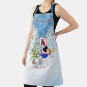 Snowman Woodland Forest Monogram Name Kerstmis Schort (Insitu)