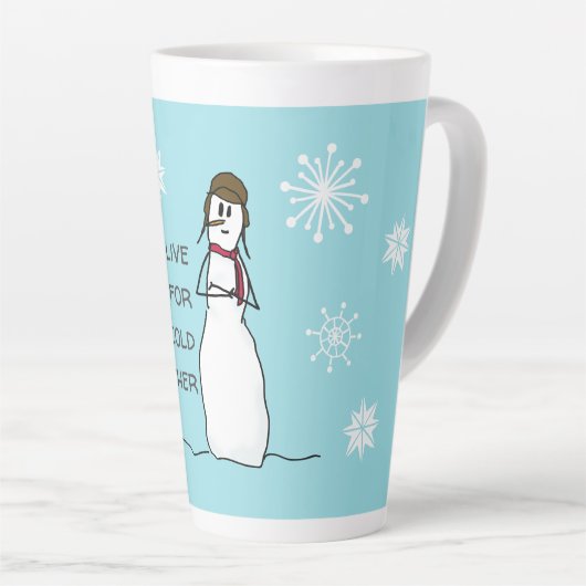 Snowman woont in koude weerstand latte mok (Rechterhoek)