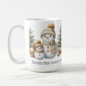 Snowman World's Best Grandma Gold Green Christmas Koffiemok (Links)