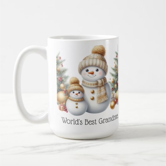 Snowman World's Best Grandma Gold Green Christmas Koffiemok (Links)