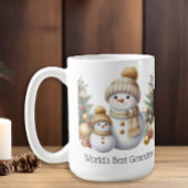 Snowman World's Best Grandma Gold Green Christmas Koffiemok
