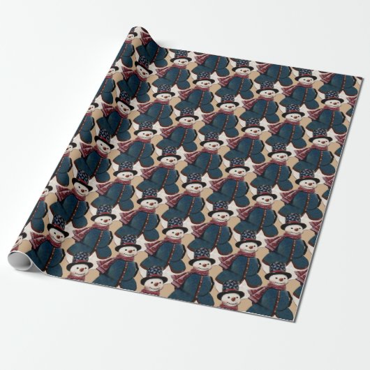 Snowman Wrapping Paper Cadeaupapier (Uitgerold)