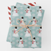 Snowman Wrapping Paper Flat Sheet Set van 3 (In situ)