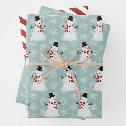 Snowman Wrapping Paper Flat Sheet Set van 3 (In situ)