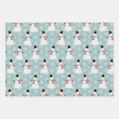 Snowman Wrapping Paper Flat Sheet Set van 3 (Voorkant)