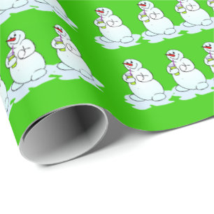 Snowman wrapping paper met prettige kerstfeestdage cadeaupapier