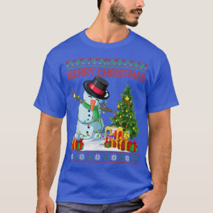 Snowman Xmas lights - Merry kerst - Dabbing - boom T-shirt