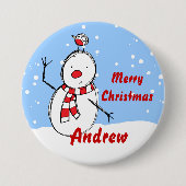 Snowman xmas naam Button badges (Voorkant)