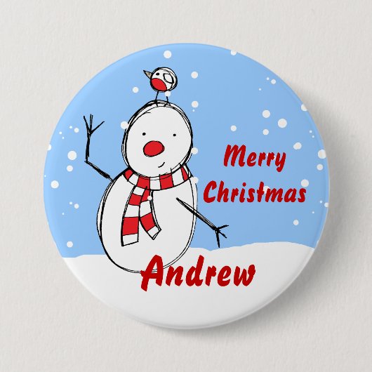  Snowman xmas naam Button badges (Voorkant)