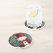 Snowman Zandsteen Onderzetter (Zijkant)