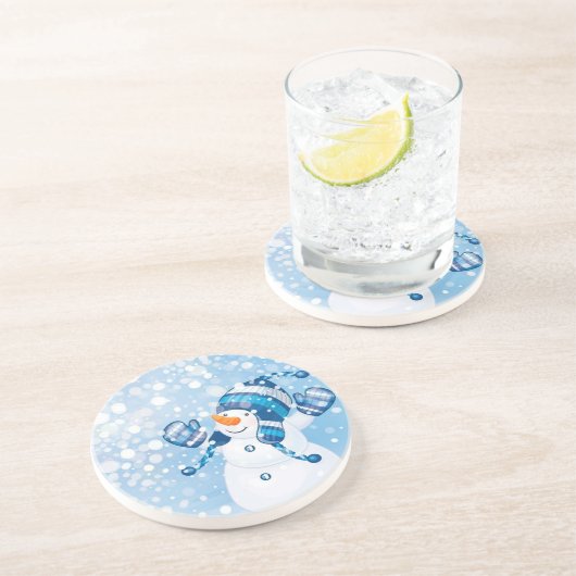 Snowman Zandsteen Onderzetter (Zijkant)