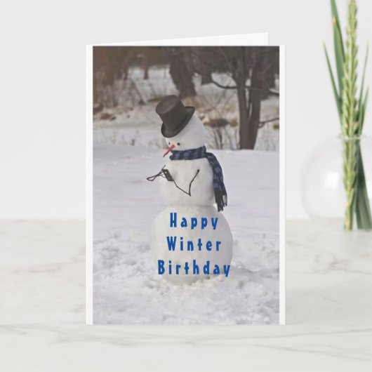 SNOWMAN ZEGT **HOOG WINTER BIRTHDAY* KAART (Voorkant)