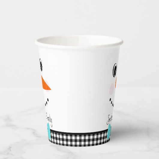 Snowman ziet Blauwgroen blauwe Bowtie Black Buffal Papieren Bekers (Links)