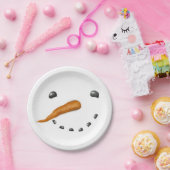 Snowmangezicht Papieren Bordje (Feest)