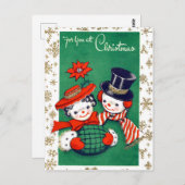 Snowmankoppel versierd met sneeuwvlokken,  briefkaart (Voorkant / Achterkant)