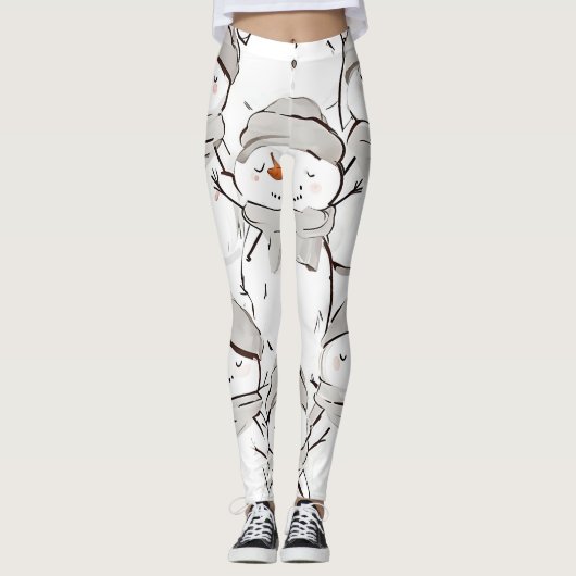Snowmanpatroon Leggings (Voorkant)