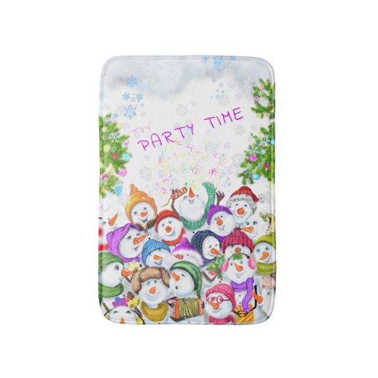 Snowmans Bath Mat kerstparty (Voorkant Verticaal)