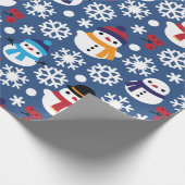 Snowmans en Snowflakes naadloos patroon Cadeaupapier (Hoek)