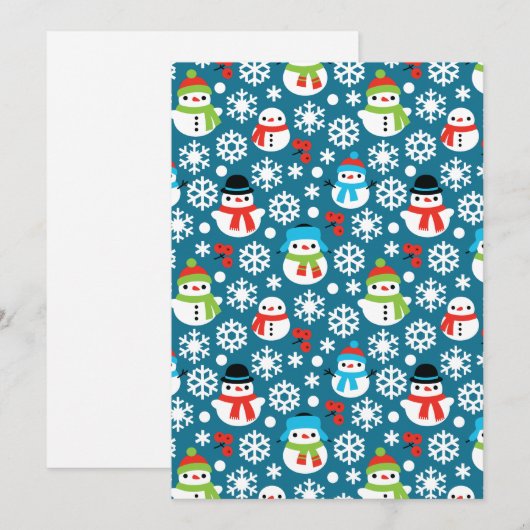Snowmans en Snowflakes naadloos patroon Feestdagenkaart (Voorkant / Achterkant)