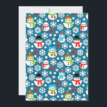 Snowmans en Snowflakes naadloos patroon Feestdagenkaart<br><div class="desc">Grappig winterpatroon met sneeuwpoppen,  sneeuwvlokken,  sneeuwbal en rowanberry.</div>