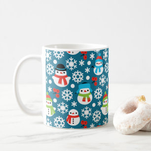 Snowmans en Snowflakes naadloos patroon Koffiemok