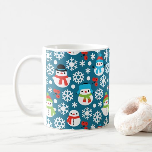 Snowmans en Snowflakes naadloos patroon Koffiemok (Met donut)