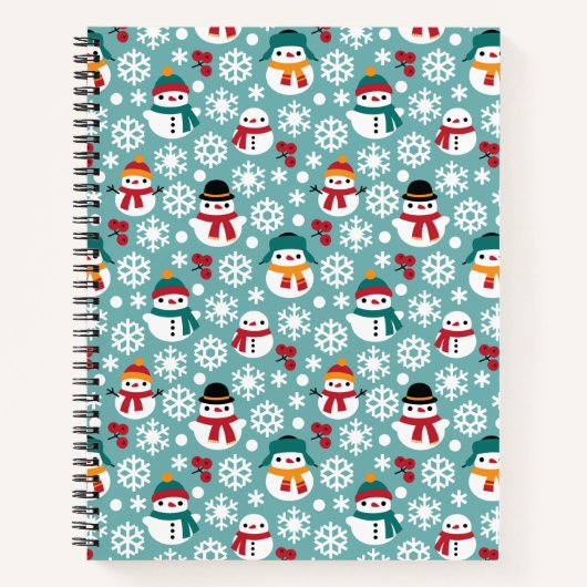 Snowmans en Snowflakes naadloos patroon Notitieboek (Voorkant)