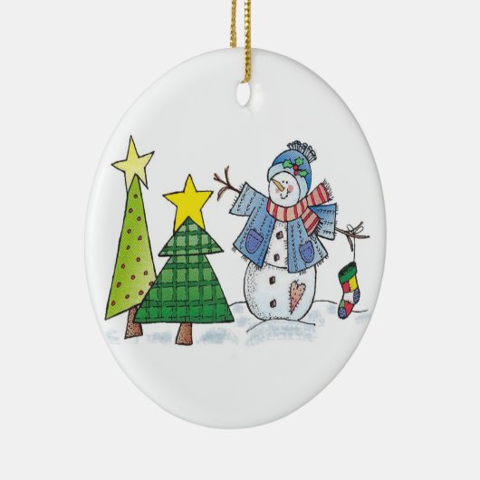 Snowman's kerst keramisch ornament (Rechts)