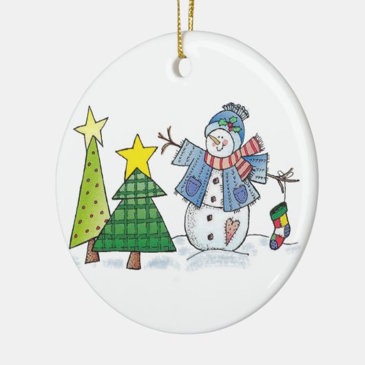 Snowman's kerst keramisch ornament (Links)