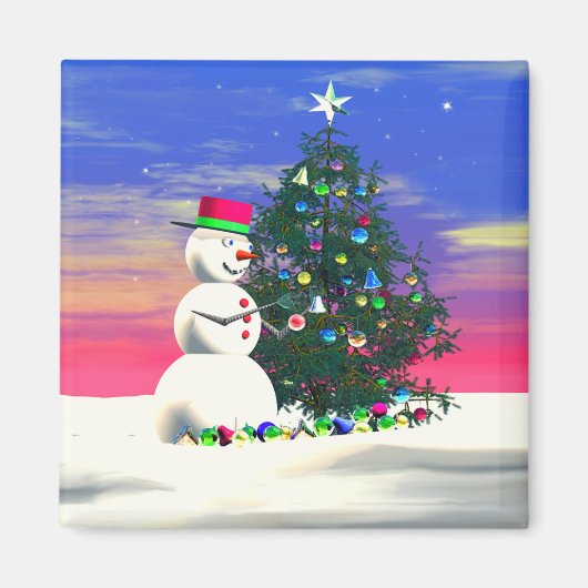 Snowman's kerst magneet (Voorkant)